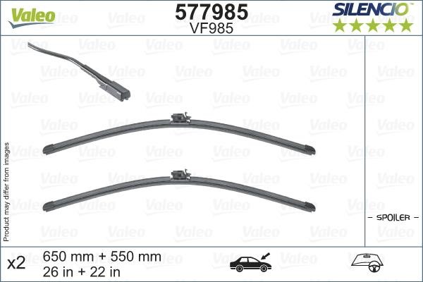 Valeo 577985 Frameless wiper set 650/550 577985: Buy near me in Poland at 2407.PL - Good price!