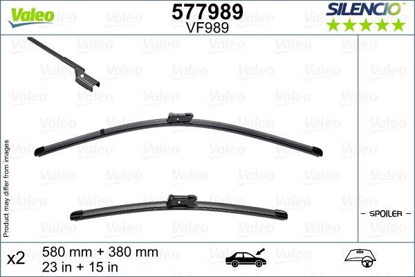 Valeo 577989 Set of frameless wiper blades 580/380 577989: Buy near me in Poland at 2407.PL - Good price!