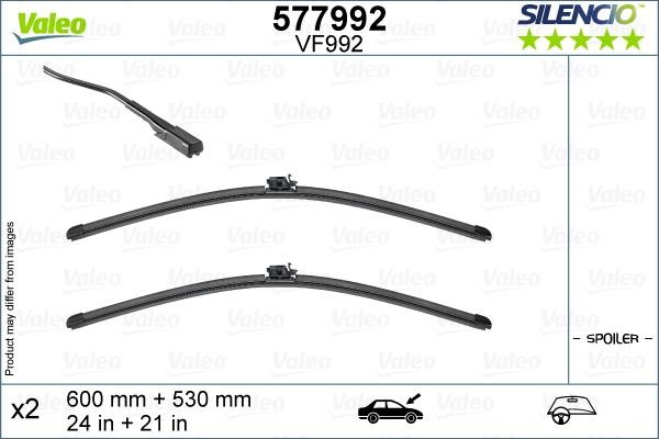 Valeo 577992 Set of frameless wiper blades 600/530 577992: Buy near me in Poland at 2407.PL - Good price!