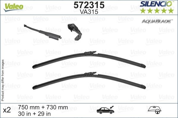 Valeo 572315 Set of frameless wiper blades 750/730 572315: Buy near me in Poland at 2407.PL - Good price!