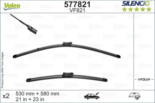 Valeo 577821 Set of frameless wiper blades 530/580 577821: Buy near me in Poland at 2407.PL - Good price!