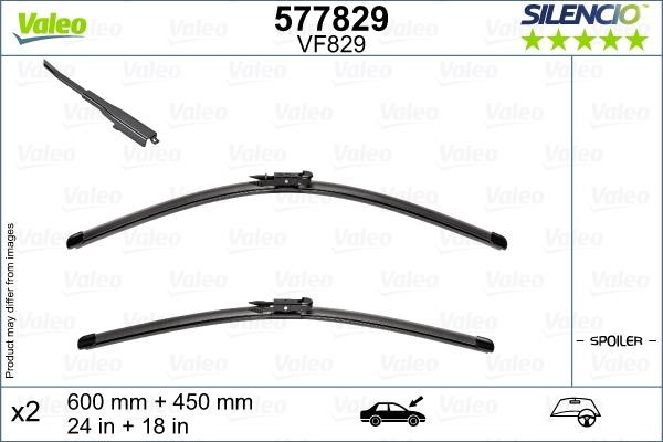 Valeo 577829 Bezramowy zestaw wycieraczek 600/450 577829: Dobra cena w Polsce na 2407.PL - Kup Teraz!