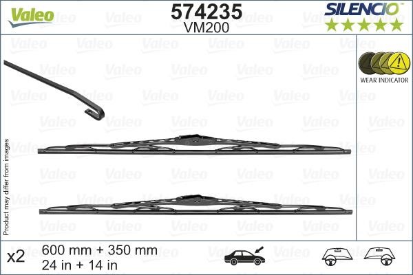 Valeo 574235 Set of framed wiper blades 600/350 574235: Buy near me in Poland at 2407.PL - Good price!