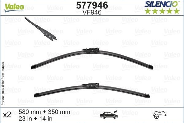 Valeo 577946 Set of frameless wiper blades 580/350 577946: Buy near me in Poland at 2407.PL - Good price!