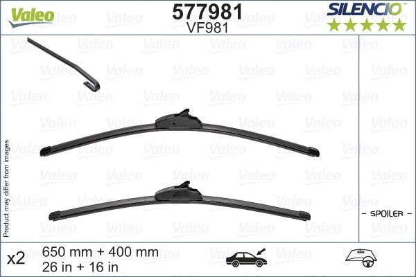 Valeo 577981 Frameless wiper set 650/400 577981: Buy near me at 2407.PL in Poland at an Affordable price!