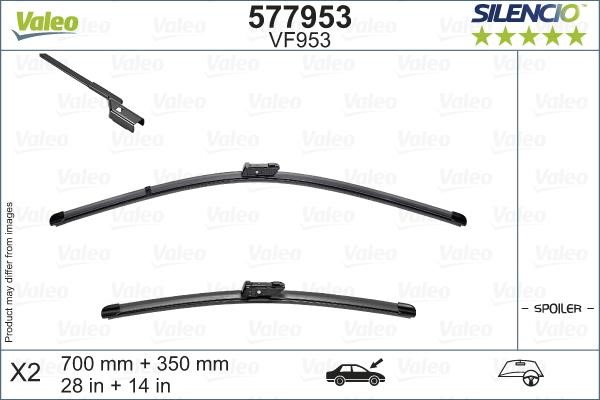 Valeo 577953 Set of frameless wiper blades 700/350 577953: Buy near me in Poland at 2407.PL - Good price!