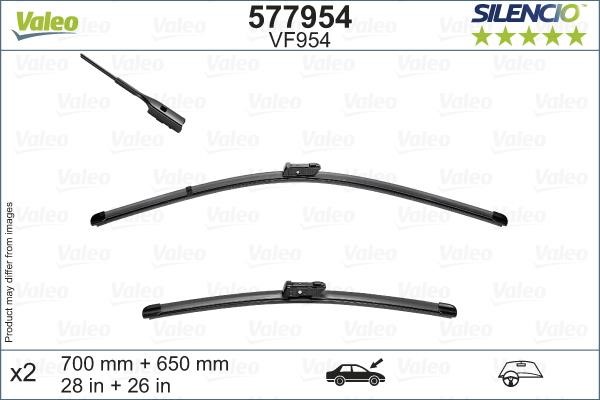 Valeo 577954 Set of frameless wiper blades 700/650 577954: Buy near me at 2407.PL in Poland at an Affordable price!