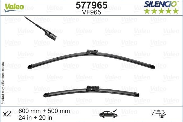 Valeo 577965 Set of frameless wiper blades 600/500 577965: Buy near me in Poland at 2407.PL - Good price!