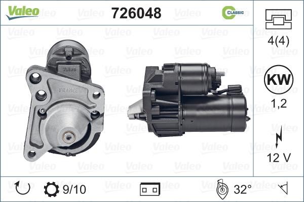 Valeo 726048 Starter 726048: Buy near me at 2407.PL in Poland at an Affordable price!