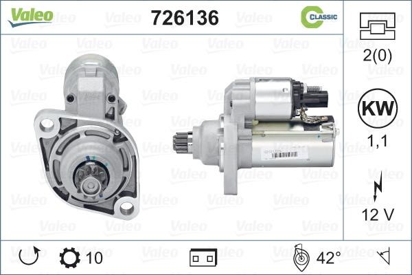 Valeo 726136 Starter 726136: Buy near me in Poland at 2407.PL - Good price!