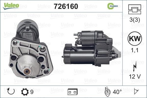 Valeo 726160 Starter 726160: Buy near me in Poland at 2407.PL - Good price!