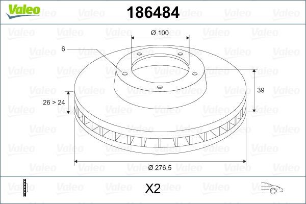 Valeo 186484 Тормозной диск передний вентилируемый 186484: Купить в Польше - Отличная цена на 2407.PL!
