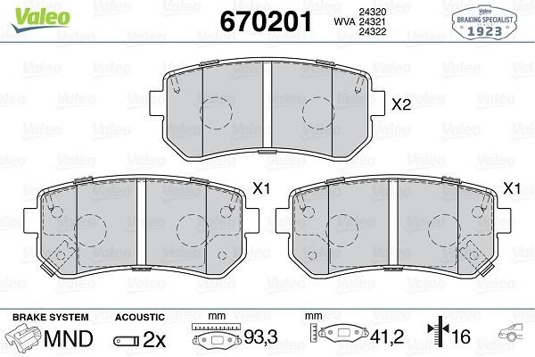 Valeo 670201 Тормозные колодки дисковые, комплект 670201: Отличная цена - Купить в Польше на 2407.PL!