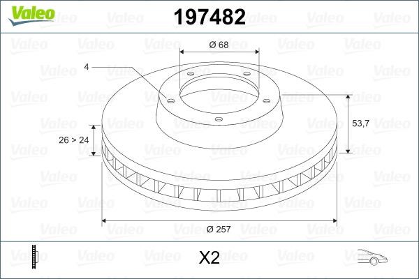 Valeo 197482 Тормозной диск передний вентилируемый 197482: Отличная цена - Купить в Польше на 2407.PL!