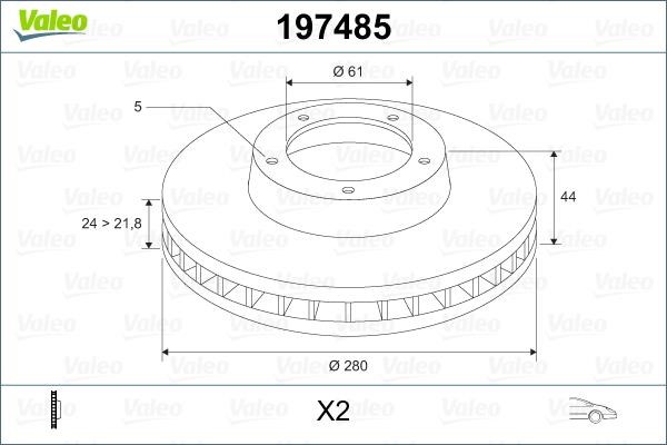 Valeo 197485 Тормозной диск передний вентилируемый 197485: Купить в Польше - Отличная цена на 2407.PL!