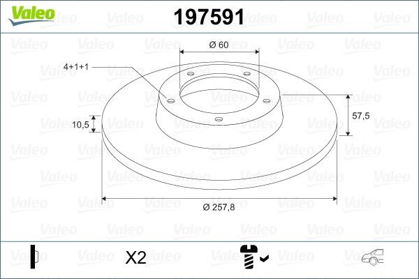 Valeo 197591 Brake discs rear non-ventilated, set 197591: Buy near me in Poland at 2407.PL - Good price!