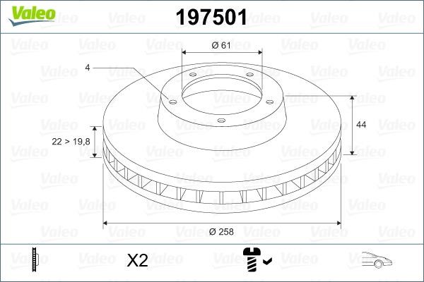 Valeo 197501 Тормозной диск передний вентилируемый 197501: Отличная цена - Купить в Польше на 2407.PL!