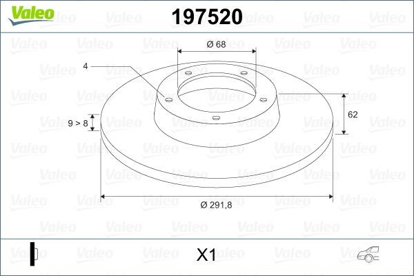 Valeo 197520 Rear brake disc, non-ventilated 197520: Buy near me at 2407.PL in Poland at an Affordable price!