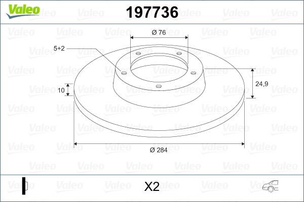 Valeo 197736 Brake discs rear non-ventilated, set 197736: Buy near me in Poland at 2407.PL - Good price!