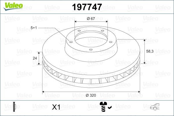 Valeo 197747 Rear ventilated brake disc 197747: Buy near me at 2407.PL in Poland at an Affordable price!