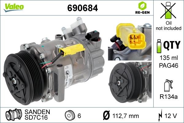 Valeo 690684 Compressor, air conditioning 690684: Buy near me in Poland at 2407.PL - Good price!