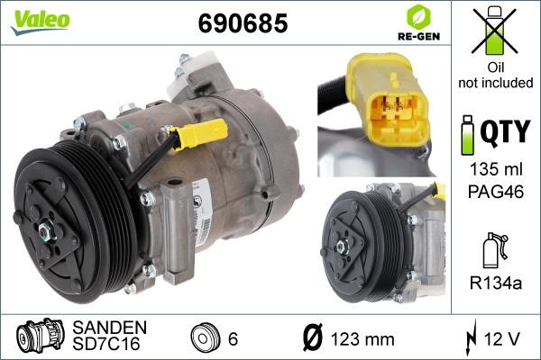 Valeo 690685 Compressor, air conditioning 690685: Buy near me in Poland at 2407.PL - Good price!