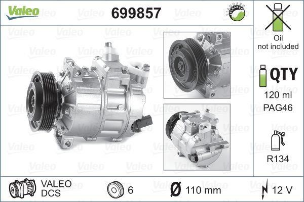 Valeo 699857 Компрессор кондиционера 699857: Отличная цена - Купить в Польше на 2407.PL!