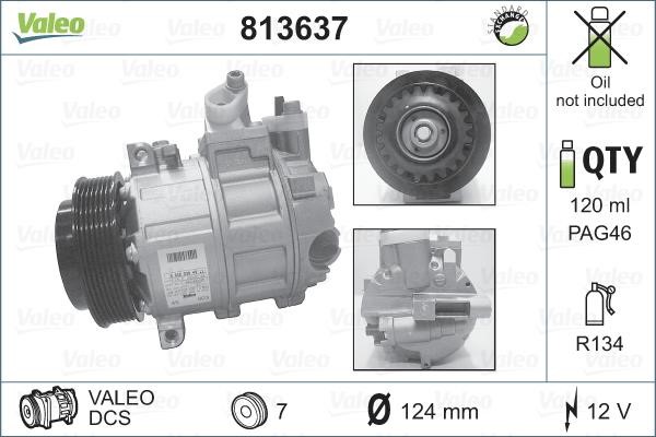 Valeo 813637 Compressor, air conditioning 813637: Buy near me in Poland at 2407.PL - Good price!