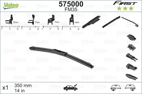 Valeo 575000 Wiper blade 350 mm (14") 575000: Buy near me at 2407.PL in Poland at an Affordable price!