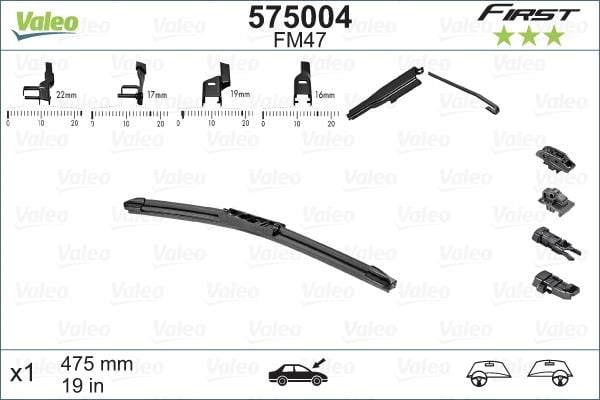 Valeo 575004 Wiper 475 mm (19") 575004: Buy near me at 2407.PL in Poland at an Affordable price!