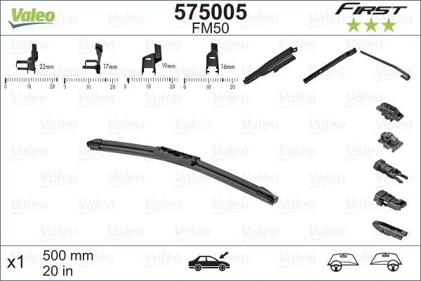Valeo 575005 Wiper blade 500 mm (20") 575005: Buy near me in Poland at 2407.PL - Good price!