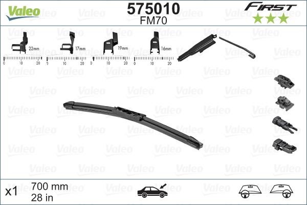 Valeo 575010 Wiper blade 700 mm (28") 575010: Buy near me in Poland at 2407.PL - Good price!