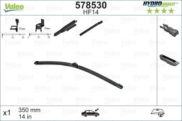 Valeo 578530 Wiper Blade Frameless 350 mm (14") 578530: Buy near me at 2407.PL in Poland at an Affordable price!