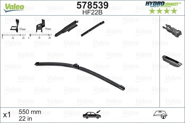 Valeo 578539 Wiper Blade Frameless 550 mm (22") 578539: Buy near me in Poland at 2407.PL - Good price!