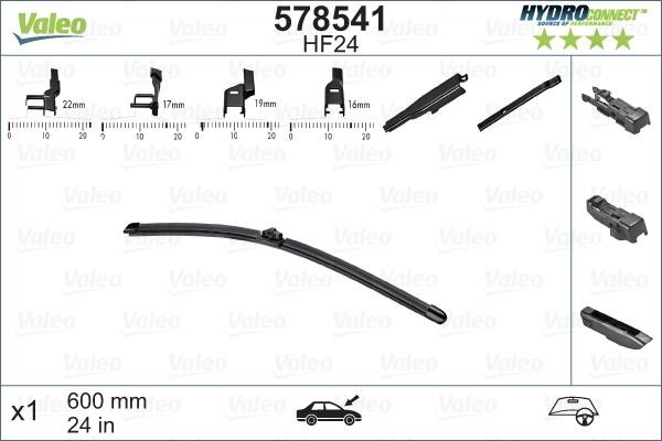 Valeo 578541 Wiper Blade Frameless 600 mm (24") 578541: Buy near me at 2407.PL in Poland at an Affordable price!