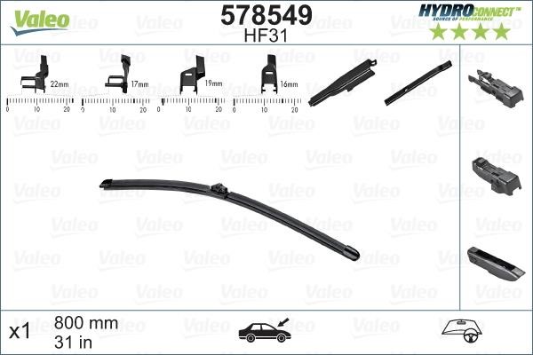 Valeo 578549 Wiper Blade Frameless 800 mm (32") 578549: Buy near me in Poland at 2407.PL - Good price!