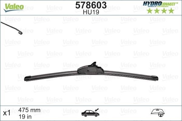 Valeo 578603 Wiper blade frameless 475 mm (19") 578603: Buy near me in Poland at 2407.PL - Good price!