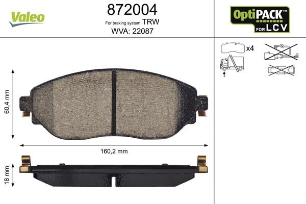 Valeo 872004 Brake Pad Set, disc brake 872004: Buy near me in Poland at 2407.PL - Good price!