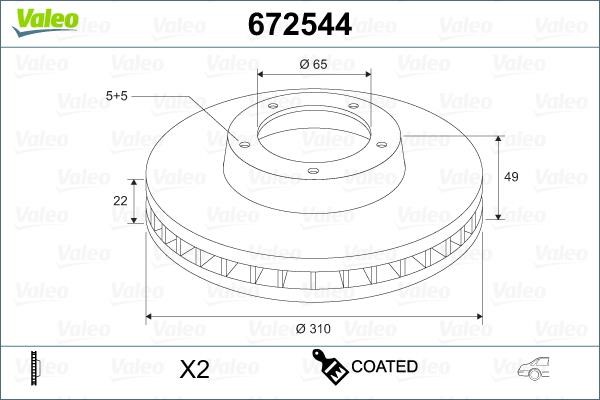 Valeo 672544 Тормозной диск задний вентилируемый 672544: Отличная цена - Купить в Польше на 2407.PL!