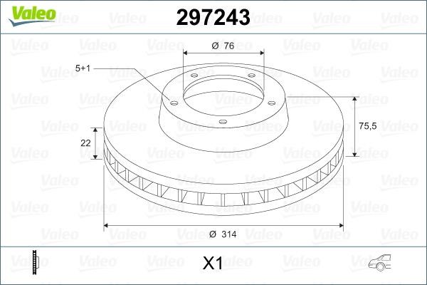 Valeo 297243 Rear ventilated brake disc 297243: Buy near me in Poland at 2407.PL - Good price!