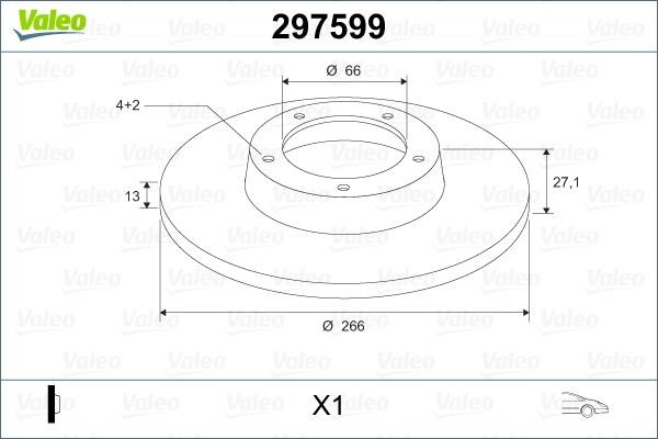 Valeo 297599 Unventilated front brake disc 297599: Buy near me in Poland at 2407.PL - Good price!