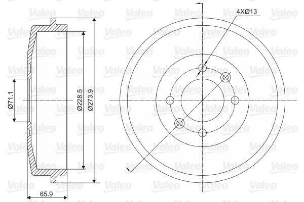 Valeo 237000 Барабан гальмівний задній 237000: Приваблива ціна - Купити у Польщі на 2407.PL!