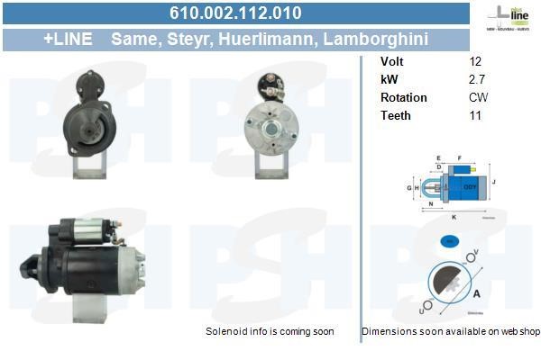 BV PSH 610.002.112.010 Starter 610002112010: Buy near me at 2407.PL in Poland at an Affordable price!