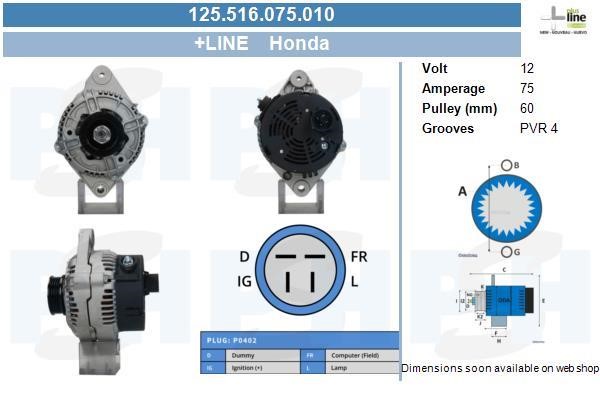 BV PSH 125.516.075.010 Alternator 125516075010: Buy near me at 2407.PL in Poland at an Affordable price!