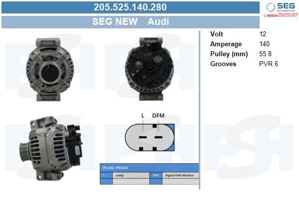 BV PSH 205.525.140.280 Alternator 205525140280: Dobra cena w Polsce na 2407.PL - Kup Teraz!