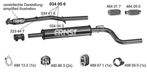 Ernst 034050 Central silencer 034050: Buy near me in Poland at 2407.PL - Good price!