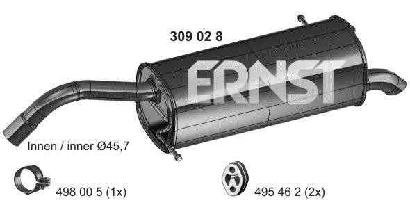 Ernst 309028 Глушитель выхлопных газов конечный 309028: Отличная цена - Купить в Польше на 2407.PL!