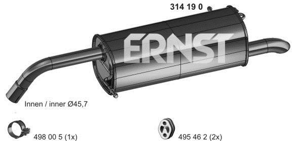 Ernst 314190 Глушитель выхлопных газов конечный 314190: Отличная цена - Купить в Польше на 2407.PL!