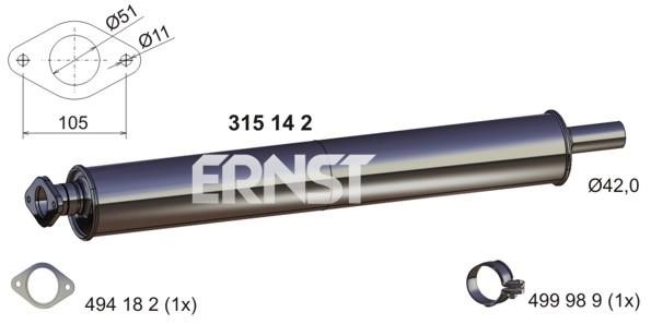Ernst 315142 Front Silencer 315142: Buy near me in Poland at 2407.PL - Good price!