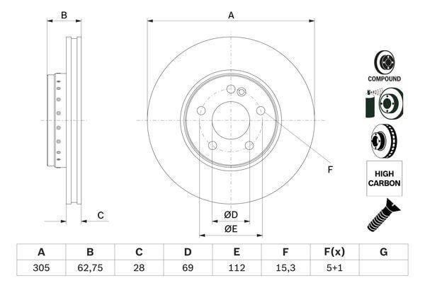 Bosch 0 986 479 G41 Диск тормозной 0986479G41: Отличная цена - Купить в Польше на 2407.PL!